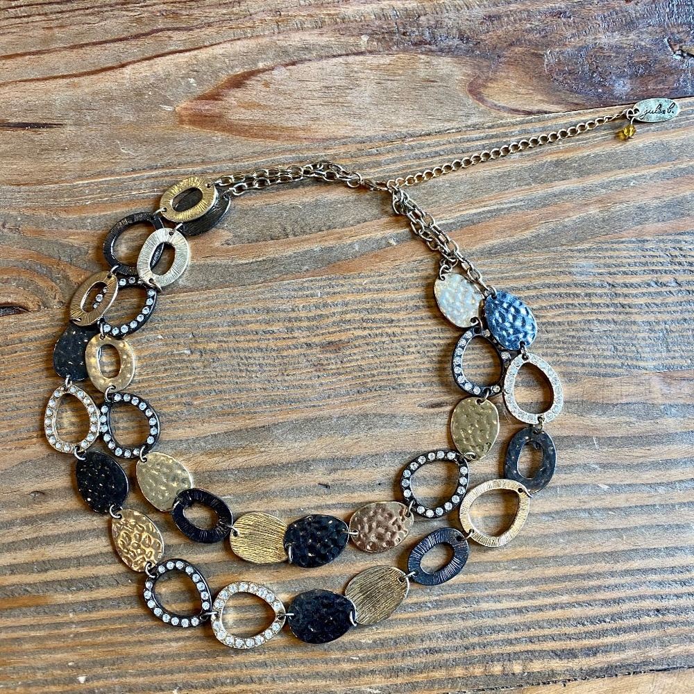 Jules B. Layered Statement Necklace, Mixed metals (Gold and Black)